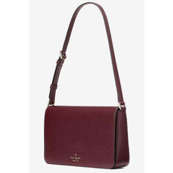 New Kate Spade Staci Flap Shoulder Bag Saffiano Leather Grenache - Picture 4 of 5